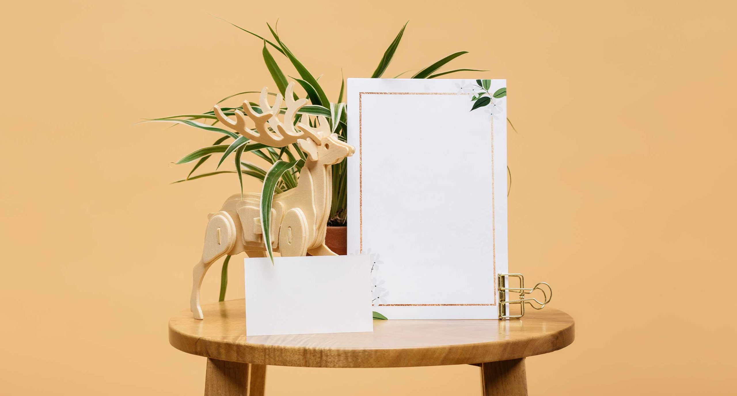 Display with Wooden Reindeer and Cards Display with Wooden Reindeer and Cards